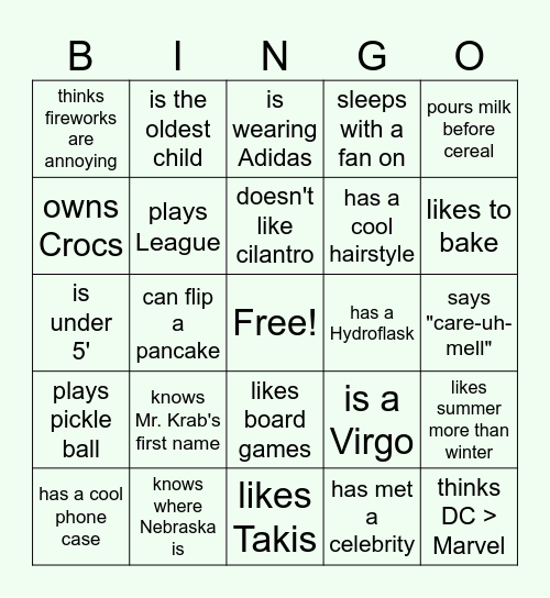 Find someone who... Bingo Card