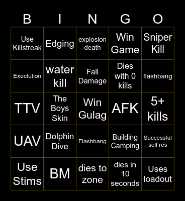 Warzone Bingo Card