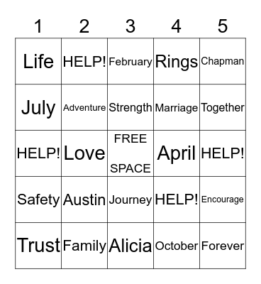 Sweeney-Chapman Engagement Bingo Card