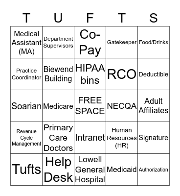 Tufts Medical Center Bingo! Bingo Card