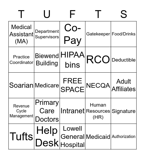 Tufts Medical Center Bingo! Bingo Card