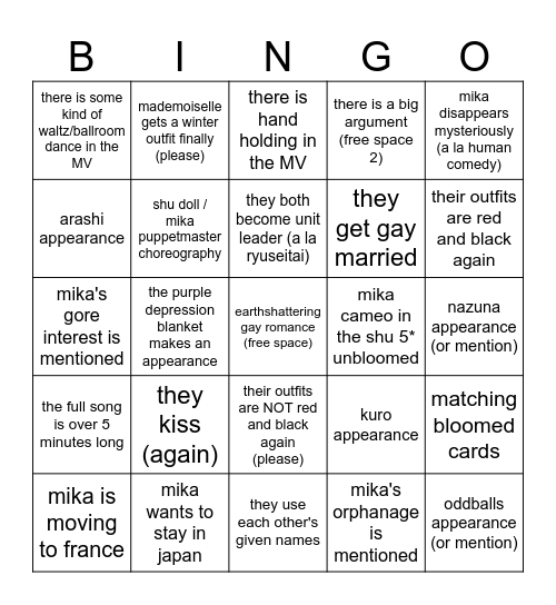 valkyrie climax bingo!!!!!!! Bingo Card