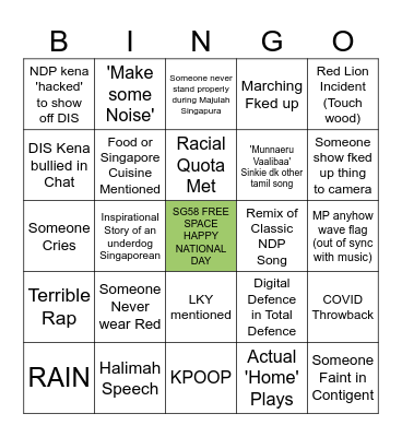 NDP2023 TOMATOMAGET FKED UP EDITION Bingo Card
