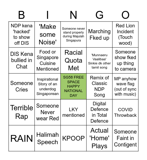 NDP2023 TOMATOMAGET FKED UP EDITION Bingo Card