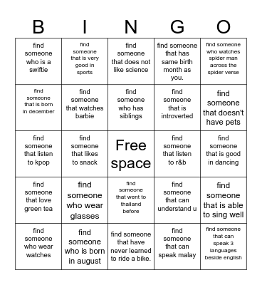 JSI Bingo Card