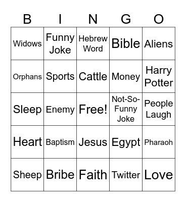 Exodus 22:16-23:9 Bingo Card