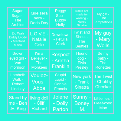 Music Bingo Card