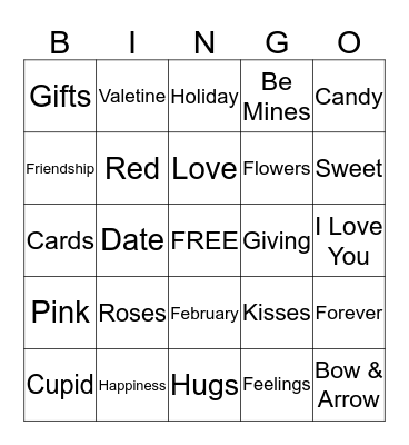 Valentines  Bingo Card