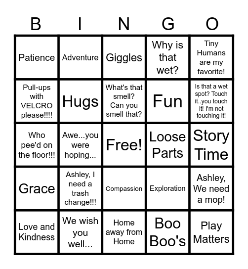 Grace Early Childhood Bingo Card