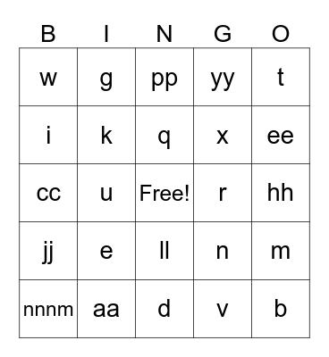 BINGO Test Bingo Card