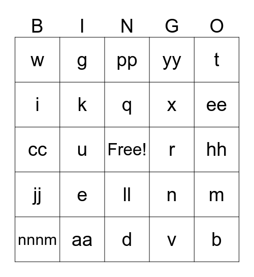 BINGO Test Bingo Card