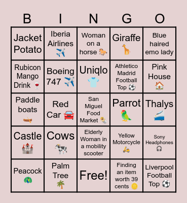 Madrid Bingo Card