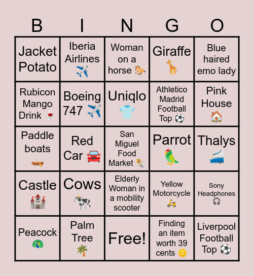 Madrid Bingo Card