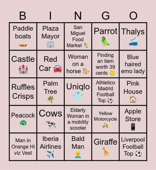 Madrid Bingo Card