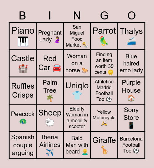 Madrid Bingo Card