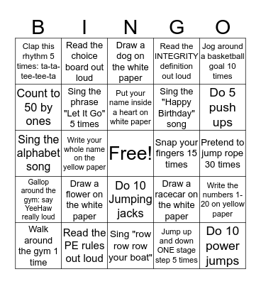Fun And Focused Bingo Card