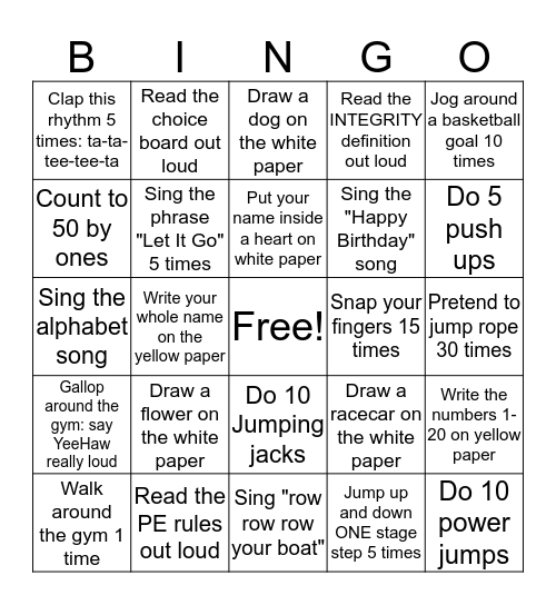 Fun And Focused Bingo Card