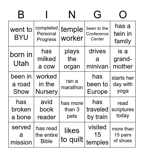 MINGLE BINGO! Bingo Card
