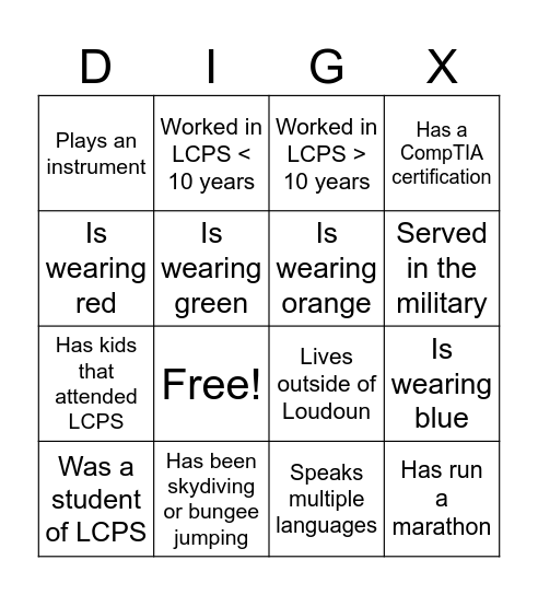 Digital Experience Bingo Card