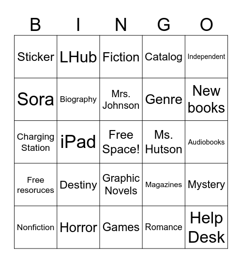 LHSK Library Orientation Bingo Card