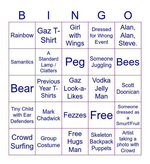 Festival Bingo Card