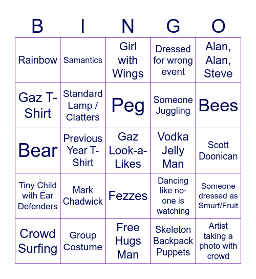 Festival Bingo Card