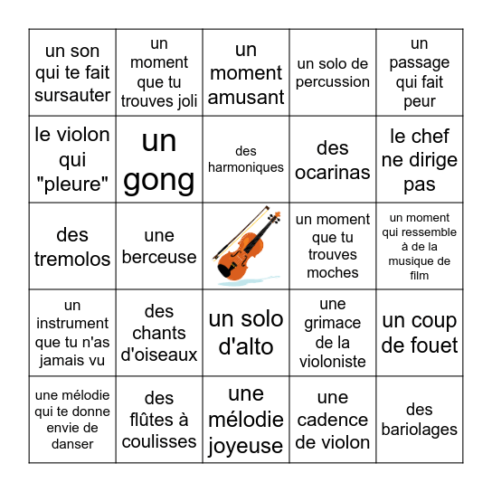 Concerloto ! Coche quand tu entends ... Bingo Card