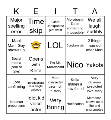 Mani Mani People Bingo Card