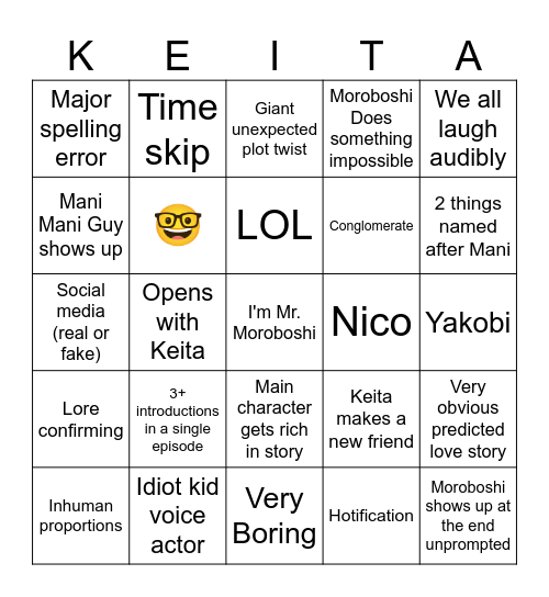 Mani Mani People Bingo Card