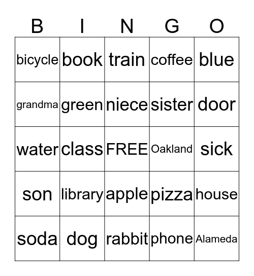 ASL 1 Bingo Card