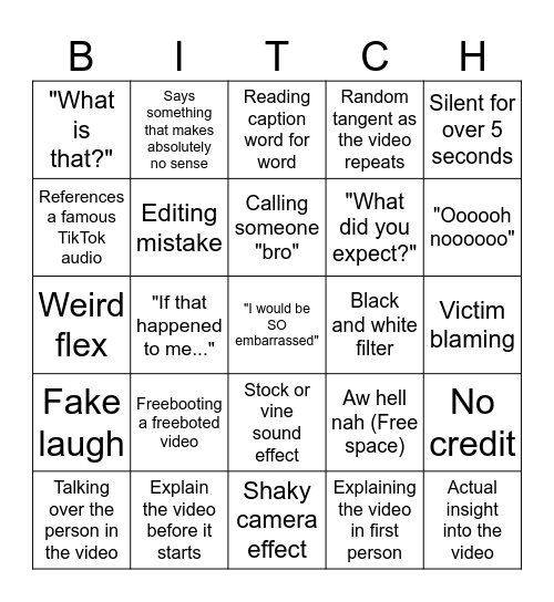 Sssniperwolf bingo Card