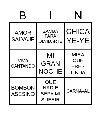 BINGO MUSICAL Bingo Card