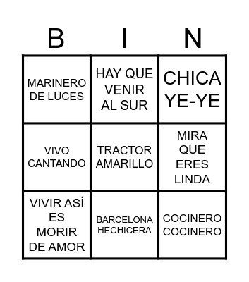 BINGO MUSICAL Bingo Card