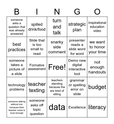 PD Bingo Card