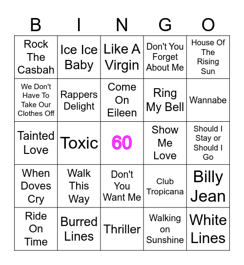 Karen's 60th Bingo Card