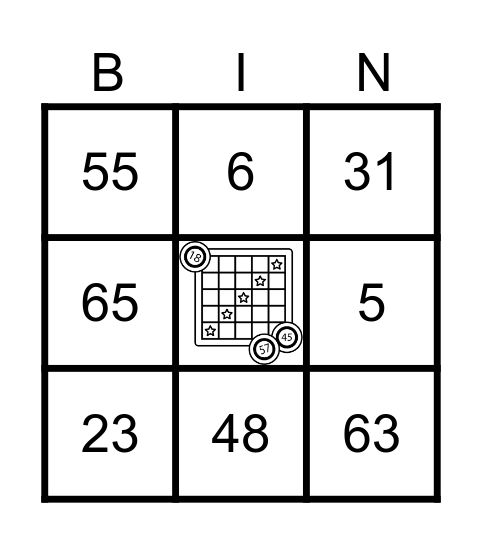 Number Bingo 1-75 Bingo Card