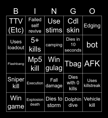 Warzone 2.0 bingo (Credits to: Big Puffer) Bingo Card