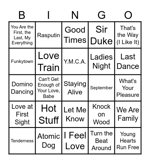 Disco Infiltrator Bingo Card