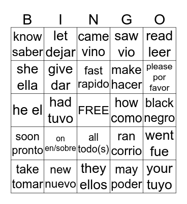 SIGHT WORDS Bingo Card