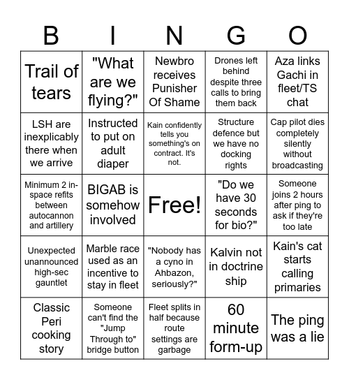 NFG Fleet Bingo Card