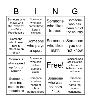 Ice Breaker Bingo Card