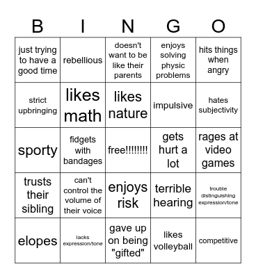 saeng kinnie bingo!!! Bingo Card