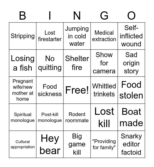 Alone Bingo Card