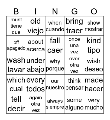 SIGHT WORDS Bingo Card