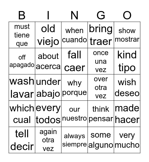 SIGHT WORDS Bingo Card