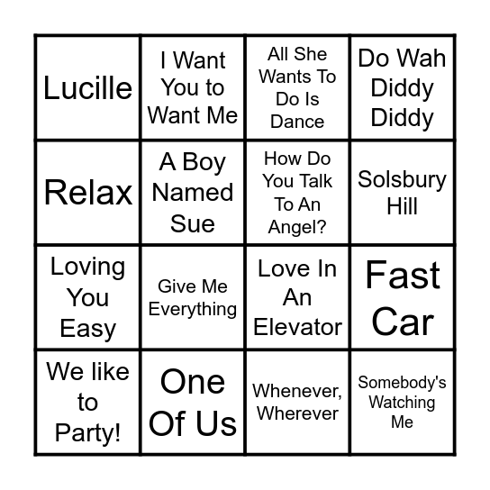 GAME 1 Bingo Card