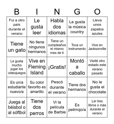 Cinco Bingo Card
