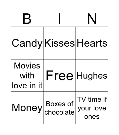 Valentines day thing to get!!!!!!!!!!!!!! Bingo Card