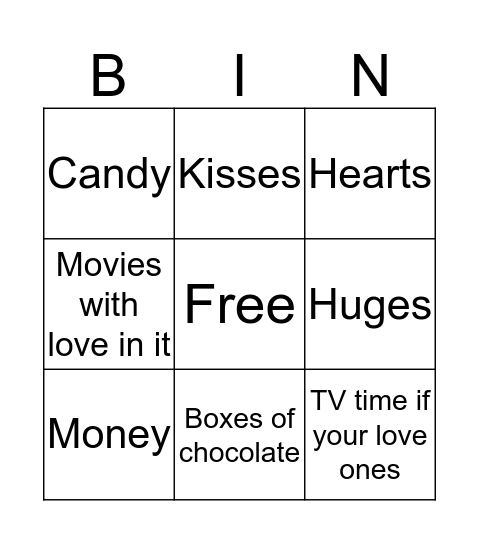 Valentines day thing to get!!!!!!!!!!!!!! Bingo Card