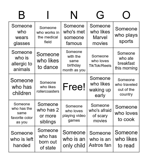 Human Bingo Card